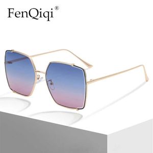 Lunettes de soleil Fashion Vintage Metal Square Ocean Gradient Lens Germes de lunettes unisexes Men de lunettes Zonnebril Dames 272C