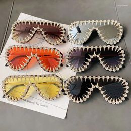 Sunglasses Fashion Vintage Siamese Rivet Punk Hip Hop Women Diamond