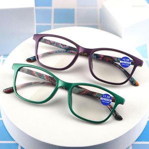Lunettes de soleil mode femmes lunettes de lecture fleur impression résine lire lunettes grossissantes presbytes lunettes 1.0- 4.0