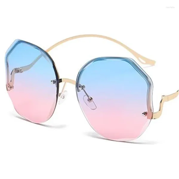 Lunettes de soleil mode femmes lunettes de soleil sans monture dégradé couleur Adumbral personnalité Anti-UV lunettes coupe lentille lunettes