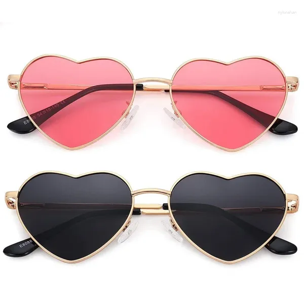 Lunettes de soleil mode femmes métal en forme de coeur dégradé lunettes d'extérieur lunettes femme UV400 nuances femmes filles