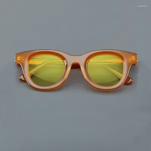 Lunettes de soleil à la mode rétro grand cadre UV400 polarisé adapté aux hommes et aux femmes acétate vert foncé lunettes anti-reflet