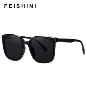 Lunettes de soleil Feishini 2021 Brand Designer Unisexe Women Fashion Black Korea Sundy Sun Sunshes Plastic Square Elemy Shades 238T