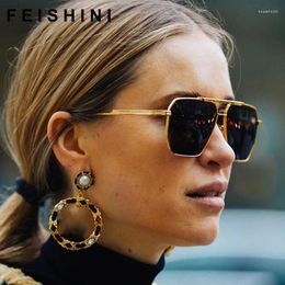 Lunettes de soleil Feishini marque anti-reflet lunettes de conduite visuelle femmes Protection UV lunettes de célébrité hommes polarisés luxe Punk