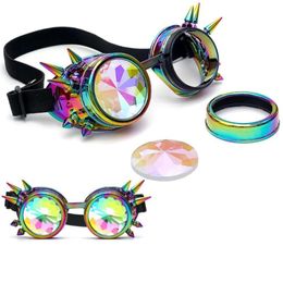 Lunettes de soleil Feitong été femmes hommes Punk lunettes colorées Rave Festival fête Edm lentille diffractée voyage en plein air Sun255T