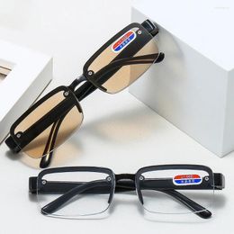 Zonnebrillen FG HD Frameless Tawny Crystal Glass Leesbril voor mannen en vrouwen 1.0 tot 4.0