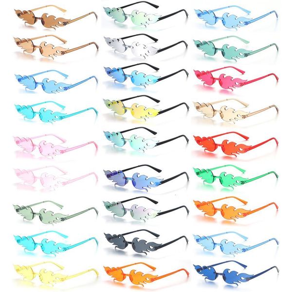 Lunettes de soleil Fire Flame Lunettes de soleil pour femmes Lunettes de soleil sans monture à la mode Nouveauté PC Frame UV400 Lunettes de soleil Party Cosplay Eyewear 230511