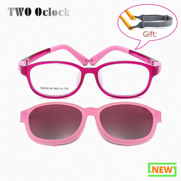 Lunettes de soleil flexibles 2 en 1 Lunettes de soleil pour enfants Clips sur lunettes Nuances pour enfants Filles UV400 Lunettes de soleil 0 dioptrie Optique Monture de lunettes Rose 230710