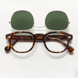 Lunettes de soleil Fliptosh Clip Up Handmade Handmade Acetate Designer Marque Men Men de lunettes Rétro classiques