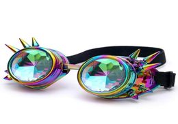 Zonnebrillen florata caleidoscope kleurrijke glazen rave festival party edm diffracted lens steampunk goggles4356448