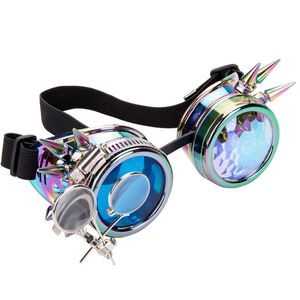 Zonnebrillen florata punk gothic bril verschillende lens regenboog edm glazen unisex Rivet Steampunk cosplay vintage brillen 220920