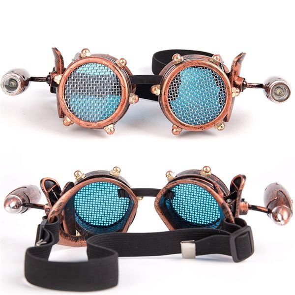 Lunettes de soleil FLORATA Unisexe Vintage Rétro Victorien Gothique Cosplay Steampunk Lunettes Lunettes Soudage Punk Avec Petite Lampe 2 Couleurs 220920