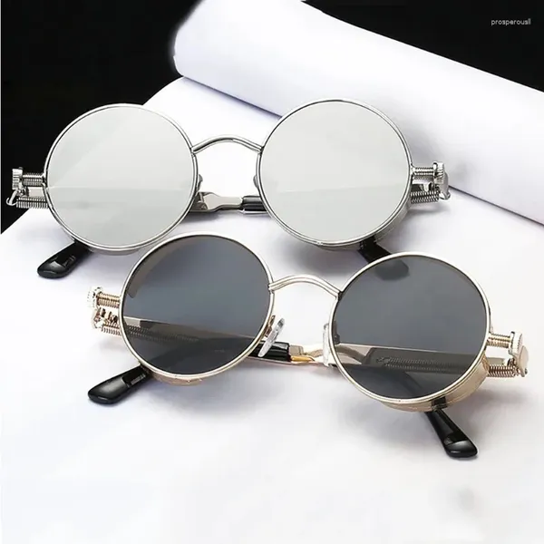 Gafas de sol Foenixsons Ronda para mujeres para hombres Mujeres góticos vapor punk retro sunpunk gafas de moda espejo gafas