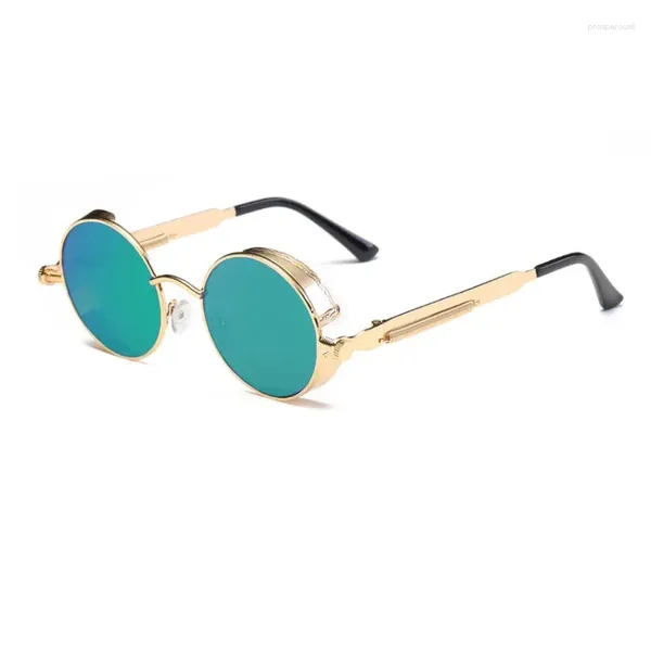 Gafas de sol Foenixsons Ronda para mujeres para hombres Mujeres góticos vapor punk marrón negro steampunk gafas de sol espejo gafas