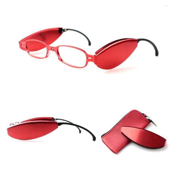 Gafas de sol plegables con aumento, gafas de lectura, marco de aleación, diseño sin tornillos, protección de lente, bloqueo de luz azul