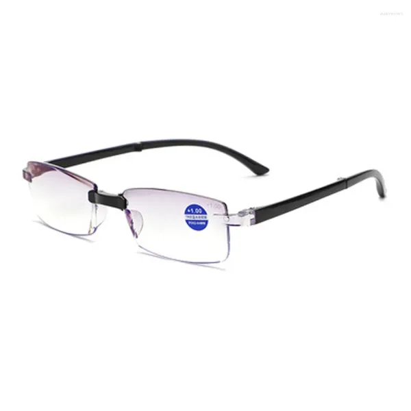 Gafas de sol plegables y portátiles para hombre y mujer, lentes de lectura con corte de diamante de lujo, almohadilla para la nariz sin montura, Anti Blu Faitgue Classic 1 1,5 2 a 4