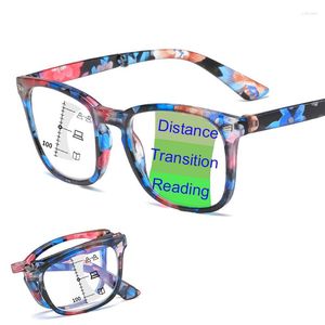 Lunettes de soleil pliables progressives multifocales Anti-lumière bleue lunettes de lecture femmes hommes presbytes lunettes lunettes degré 1.0-4.0