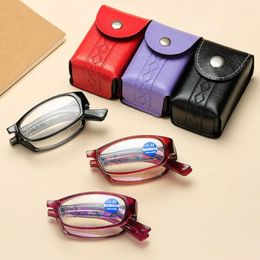 Lunettes de soleil lunettes de lecture pliables avec étui ultraléger lumière bleue bloquant les lunettes de presbytie femmes lunettes d'hypermétropie plus âgées