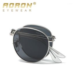 Lunettes de soleil pliant les hommes Femmes Polarized Frame en alliage UV400 SUN VERRES Classic Round Eyewear1 203d