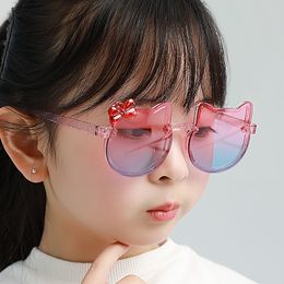 Lunettes de soleil pour enfants enfants nœud papillon forme yeux de chat en plastique mignon garçon fille articles de fête d'anniversaire photographie spectacle décor rose marron noir couleur