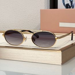 Gafas de sol para damas verano popular de 54zs diseñador de moda elegante estilo al aire libre UV400 anti-ultravioleta placa retro de metal gafas ovaladas con caja aleatoria