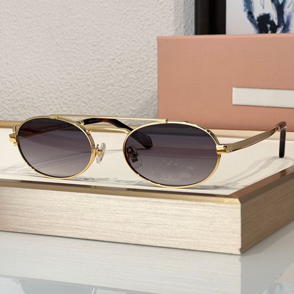 Gafas de sol para damas verano popular de 54zs diseñador de moda elegante estilo al aire libre UV400 anti-ultravioleta placa retro de metal gafas ovaladas con caja aleatoria