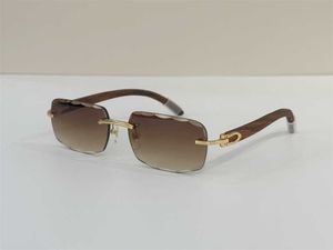 Lunettes de soleil pour hommes lunettes de soleil en bois véritable Vintage diamant coupe lentille Vintage haut de gamme miroir lentille 18k or homme femme extérieur