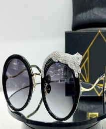 Gafas de sol para hombres Mujeres ROSE ET LA ROUE Redondas con estilo de decoración de leopardo Placa retro antiultravioleta Marco completo Moda Eyegl5135379