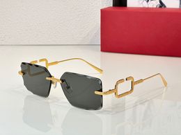 Lunettes de soleil pour hommes femmes été designer 5034 métal avant-garde sans monture lentilles biseautées lunettes style anti-ultraviolet popularité lunettes de mode boîte aléatoire