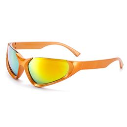 lunettes de soleil pour femmes Marque de luxe hommes lunettes de soleil design Sports équitation lunettes de soleil tendance protection solaire coupe-vent lunettes de soleil miroir décoratif 9859 orange