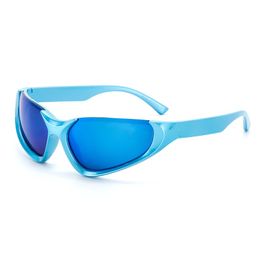 lunettes de soleil pour femmes Marque de luxe hommes lunettes de soleil design Sports équitation lunettes de soleil tendance protection solaire coupe-vent lunettes de soleil miroir décoratif 9859 bleu