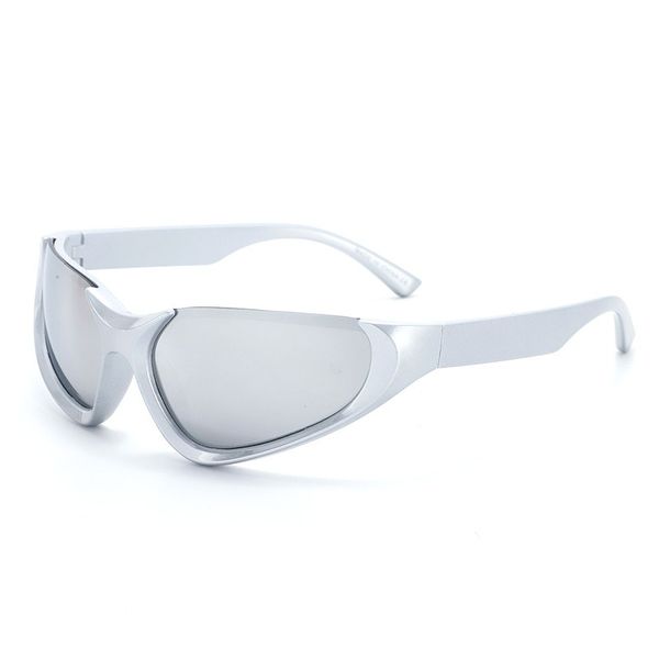 lunettes de soleil pour femmes Marque de luxe hommes lunettes de soleil design Sports équitation lunettes de soleil tendance protection solaire coupe-vent lunettes de soleil miroir décoratif 9859 argent