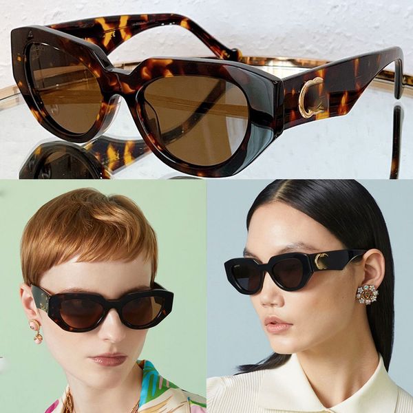 lunettes de soleil pour femmes monture géométrique lunettes accessoires pour femmes lunettes de soleil œil de chat monture en acétate noir brillant protection 100% UVA/UVB 1421