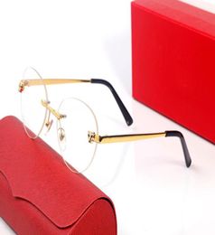 Zonnebrillen voor vrouwen mannen mode luipaard hoofd cratch proof metaal ronde brillen accessoires stralingsbeveiliging frame eenvoudige top h1071639