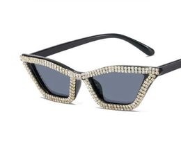 Zonnebrillen voor vrouwen Nieuwe Cat Eye Leopard Water Diamant Small Frame Sunglasses Designer bril UV400 Luxuremerk Retro -zonnebrillen Politie