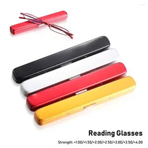 Zonnebril frame Presbyopische bril Spring scharnierlezers bril Mini -lezing met draagbare penclipkast