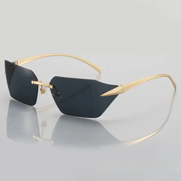 Lunettes de soleil sans cadre pour hommes 2024 Vintage Fashion Goggle Driving Sun Glasses Alloy Frame Mâle Mâles Gafas de Sol Hombre