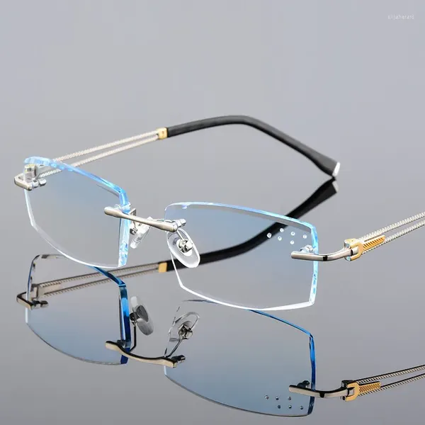 Lunettes de soleil Cadres 0- / -4.50 1.61 Lunettes de prescription finies sur mesure pour hommes sans monture monture de lunettes ultralégères optiques en titane lentille dégradée
