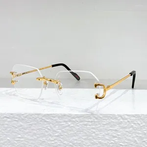 Lunettes de soleil Cadres 0130O Square Rimless Polygon Lunettes Cadre Alliage Or Argent Femmes Designer Lunettes De Mode Hommes De Luxe France Style