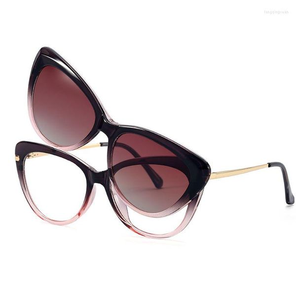 Monturas de gafas de sol 2022 Clip magnético de moda en mujeres polarizadas transparentes Anti luz azul montura de gafas gafas de conducción