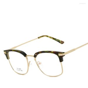 Marcos de gafas de sol 2022 Medio marco de lujo TR90 Lente transparente Mujeres Marca Moda Unisex Ojo Gafas de computadora para hombres Anteojos de vidrio liso