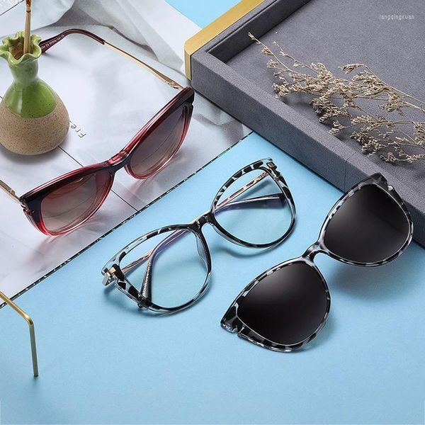 Monturas de gafas de sol 2022, gafas de plástico de titanio Anti luz azul, gafas polarizadas abatibles para mujer TR90, gafas de ordenador a la moda