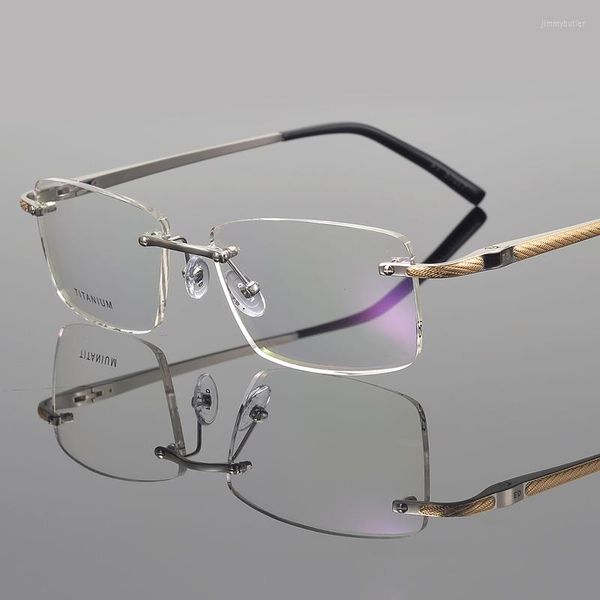 Lunettes de soleil Cadres 2022 Ultraléger Titane Lunettes Sans Monture Cadre Femmes Lunettes Carré Prescription Myopie Optique Hommes Vintage Lunettes