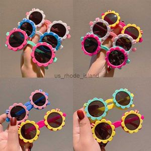 Lunettes de soleil Frames 2023 Enfants mignons Cartoon Fleur coeur Nouvelle lunettes de soleil Kids Round Verres Baby Couleurs de mode Lunettes de soleil pour garçons