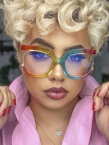 Monturas de gafas de sol 2023 Ins Rainbow Frame Moda Retro Ronda Anti Blue Light Mujeres Gafas Vintage Oversized Colorful Clear Eyeglasses 230729