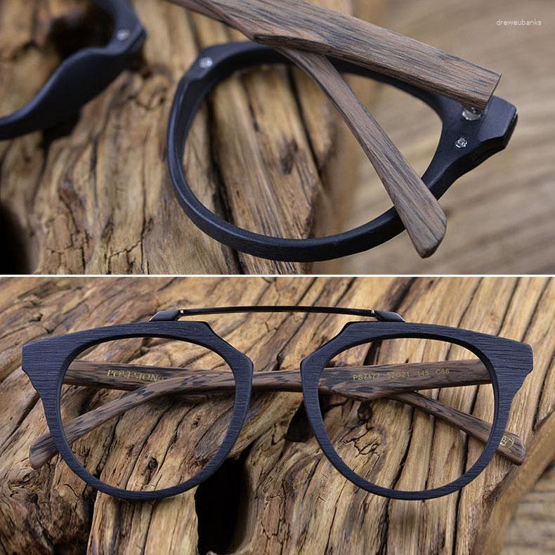 Molduras de óculos de sol 2023 Japão estilo retro de madeira acetato de acetato de prescrição para homens feixe duplo clássico lendo óculos óculos