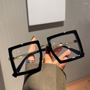 Marcos de gafas de sol 2023 Ejeglas de gran tamaño para mujeres Trendy Classic Square Transparent Computer Lentes ópticas Gafas Clear Lens Eyewear