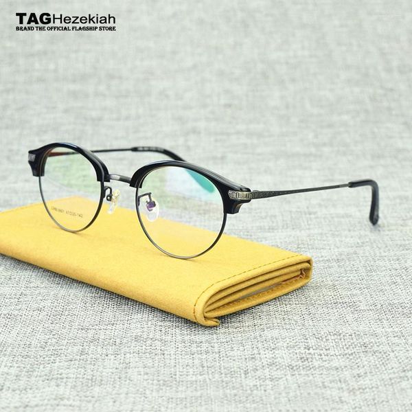 Monturas de gafas de sol 2023, marca Retro, montura de anteojos de grado superior para hombres, lentes transparentes para mujeres, gafas de medio borde, gafas para mujeres 6601