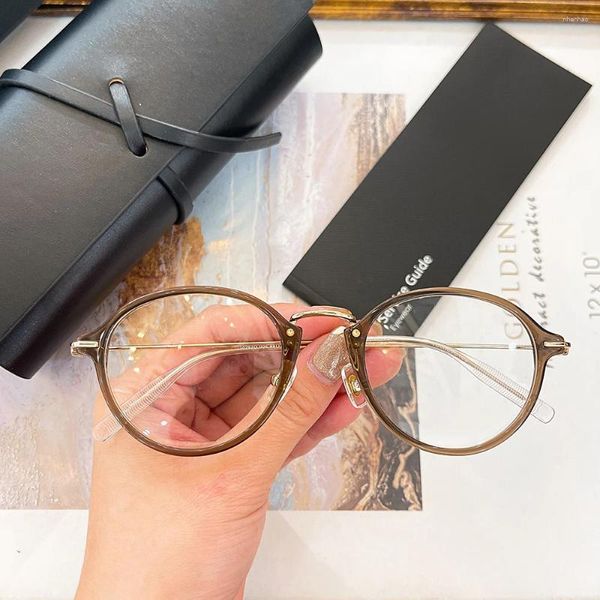 Marcos de gafas de sol 2024 Marco redondo de lujo elegante con gafas ópticas de titanio para mujeres lentes personalizadas personalizadas
