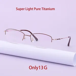 Zonnebrilmonturen 2024 Mode Superlicht Memory Titanium Brillen Brillen met half montuur Dames Optische brillen op sterkte Luxe 62756